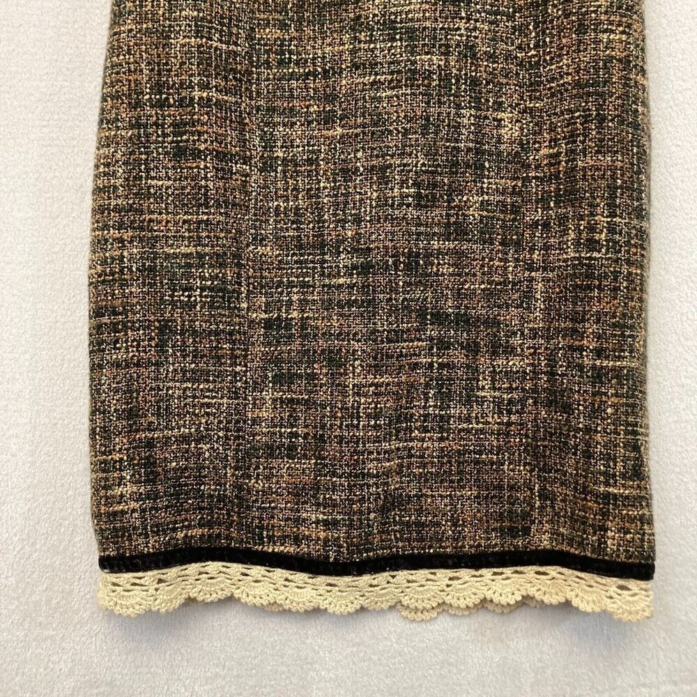 Vintage Newport News Tweed Sheath Dress Size 4 Knee Length Brown Lace Trim Retro - Picture 5 of 14